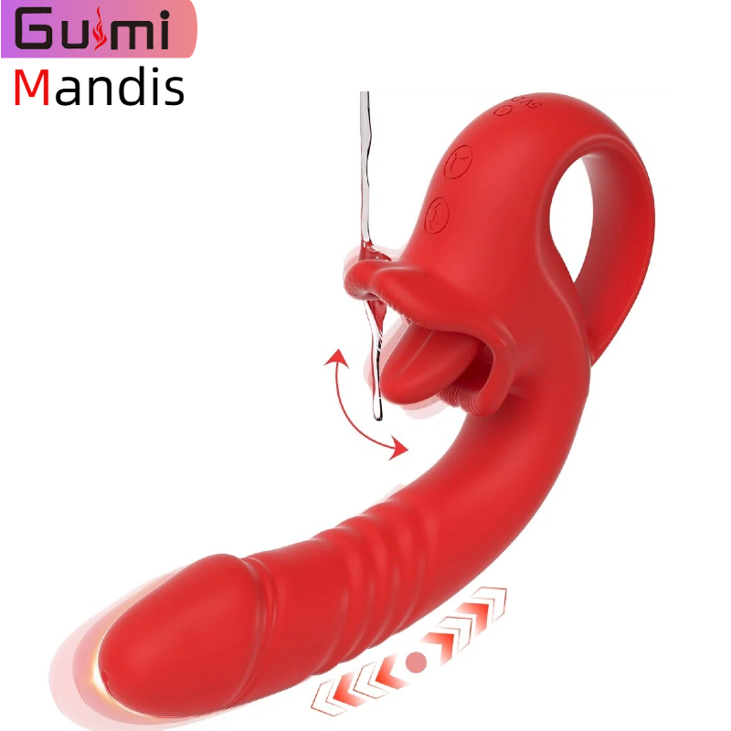 【GM-539】Tongue Licking  telescopic 3 Motors vibrator